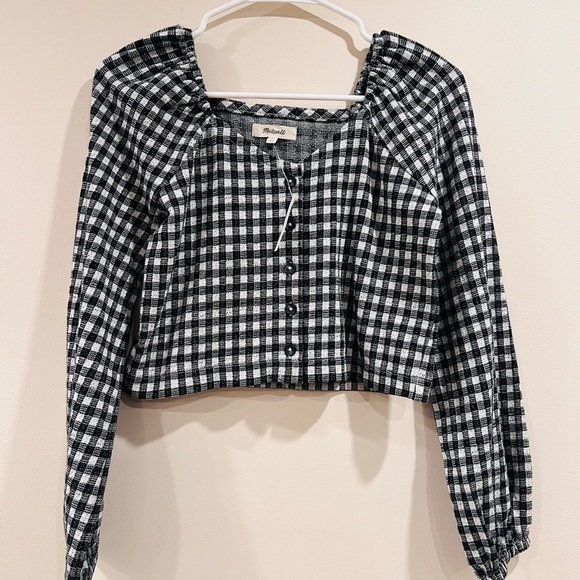 Madewell Tops - 🔥Madewell Plaid Black and White Women's Top🔥